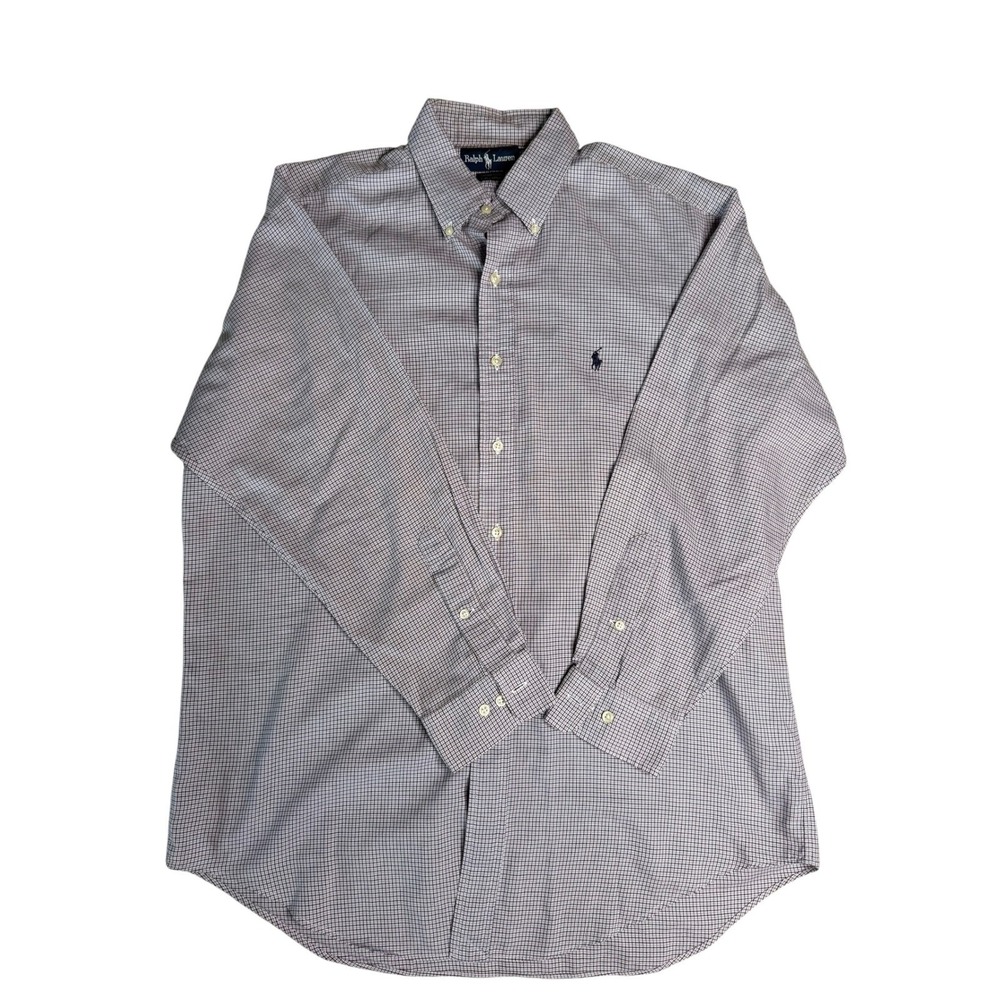 Ralph Lauren Yarmouth Mens 16 32/33 Purple Check Button Down Cotton Shirt